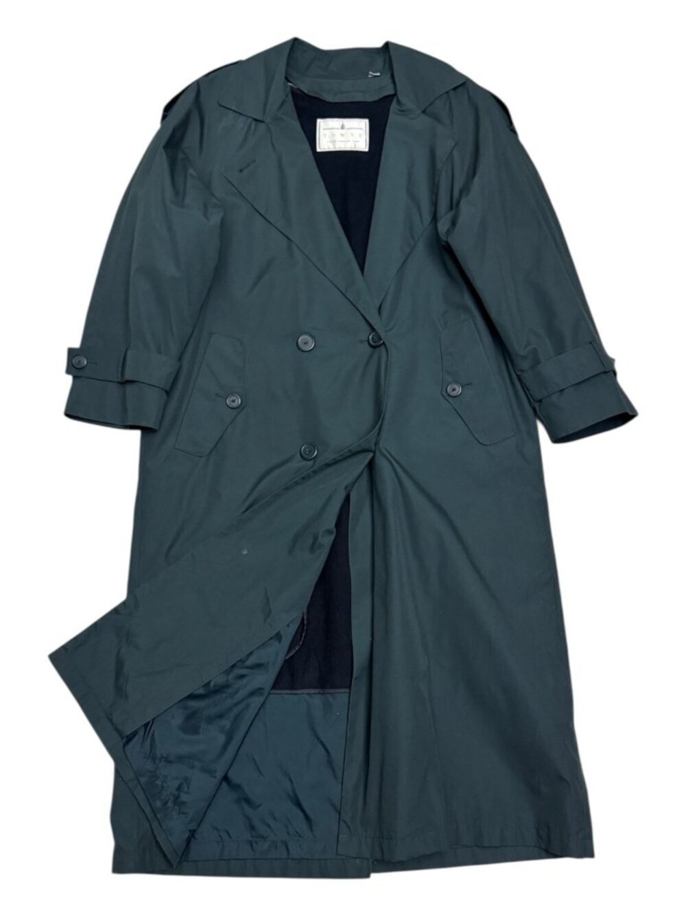 LONDON FOG TOWNE Vintage Business Casual Green Trench Coat Womens 12